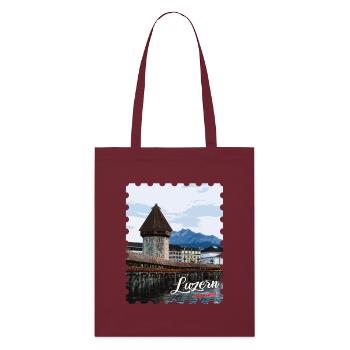 Panorama du pont de la chapelle de Lucerne - Tote bag bio Stanley/Stella - bordeaux - Devant