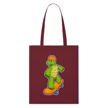 Turtle Skater Skateboard - Stanley/Stella Organic Tote Bag - burgundy - Front