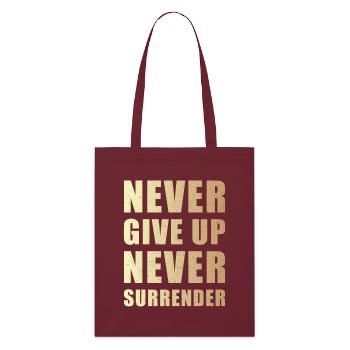 Never give up never surrender - Stanley/Stella Bio-Stoffbeutel - Burgunderrot - Vorne