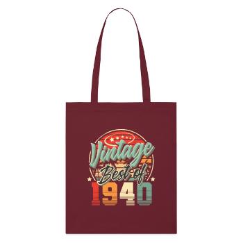 1940 Year of birth Vintage birthday - Stanley/Stella Organic Tote Bag - burgundy - Front