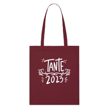 Tante 2023 - Werdende Tante - Tante werden - Stanley/Stella Bio-Stoffbeutel - Burgunderrot - Vorne