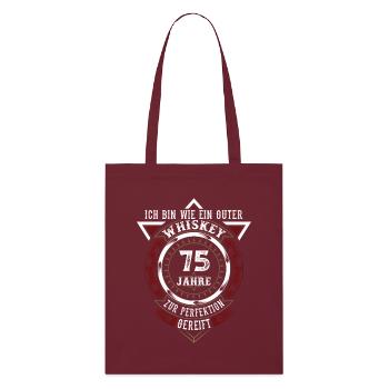 75. Geburtstag Whiskey Whisky - Stanley/Stella Bio-Stoffbeutel - Burgunderrot - Vorne