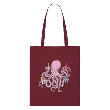 Octopus Student Crayons School - Stanley/Stella Organic Tote Bag - burgundy - Front