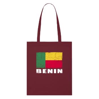 Drapeau du Bénin Grunge Drapeau du Bénin - Tote bag bio Stanley/Stella - bordeaux - Devant