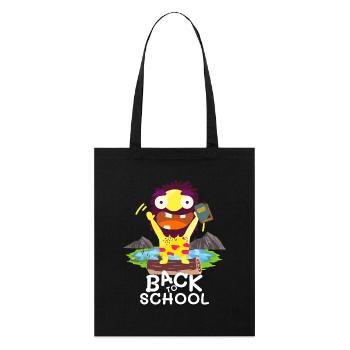 Aventure de monstres de rentrée à l’école - Tote bag bio Stanley/Stella - noir - Devant