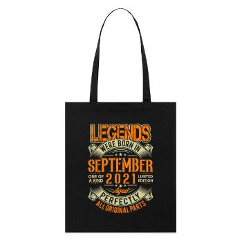 2021 September Geburtstag Legende - Stanley/Stella Bio-Stoffbeutel - Schwarz - Vorne