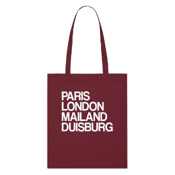 Duisburg Paris London Milan I love Duisburgers - Stanley/Stella Organic Tote Bag - burgundy - Front