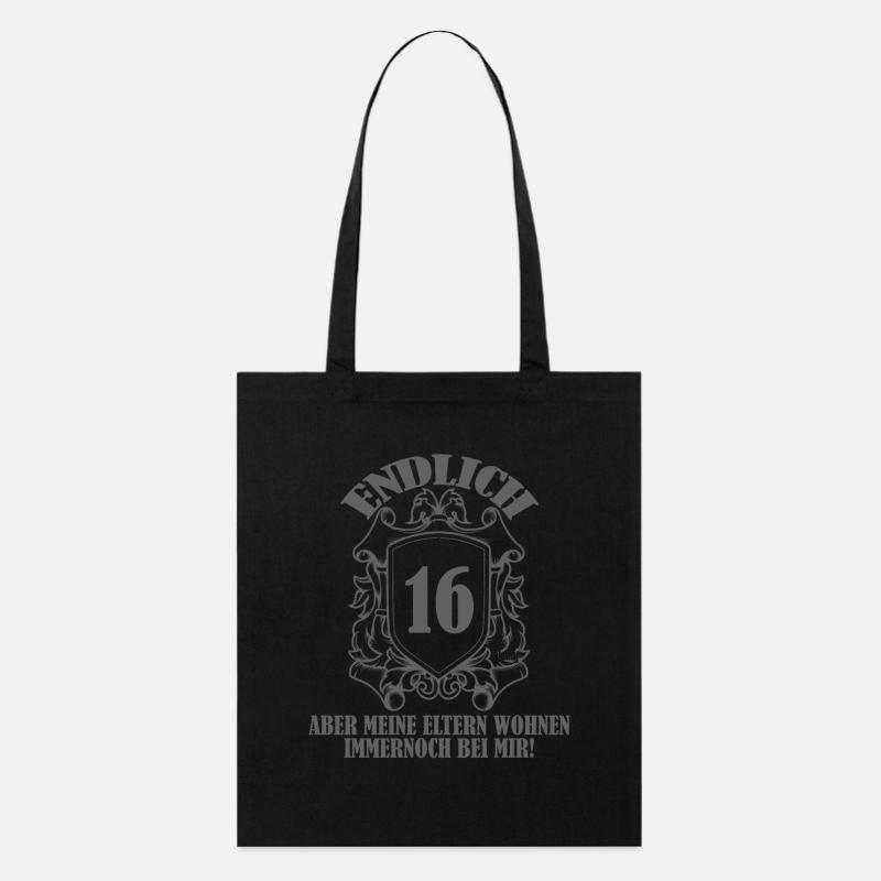 Endlich 16 Gebuststag Spruch für den Geburtstag - Stanley/Stella Bio-Stoffbeutel - Schwarz
