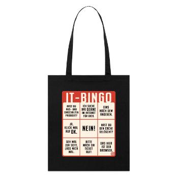 IT Support Bingo Service Desk IT Helpdesk Sysadmin - Stanley/Stella Bio-Stoffbeutel - Schwarz - Vorne