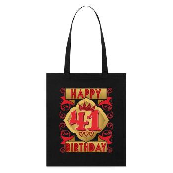 41. Geburtstag 41 Jahre alt Spruch, Vintage-Design - Stanley/Stella Bio-Stoffbeutel - Schwarz - Vorne