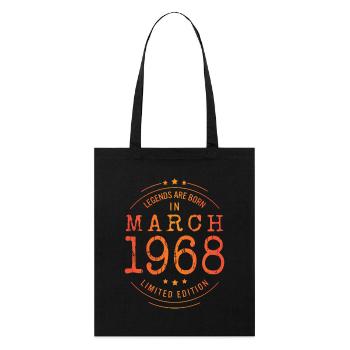 Geburtstag März 1968 Limited Edition Vintage - Stanley/Stella Bio-Stoffbeutel - Schwarz - Vorne