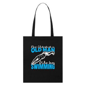 Unterschätze nie einen alten Schwimmer - Stanley/Stella Bio-Stoffbeutel - Schwarz - Vorne