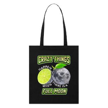 Surrealismus, Vollmond mit Zitrone lustiger Spruch - Stanley/Stella Bio-Stoffbeutel - Schwarz - Vorne