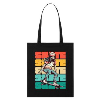 Skateboarding Cool Skater Mädchen Bunt - Stanley/Stella Bio-Stoffbeutel - Schwarz - Vorne