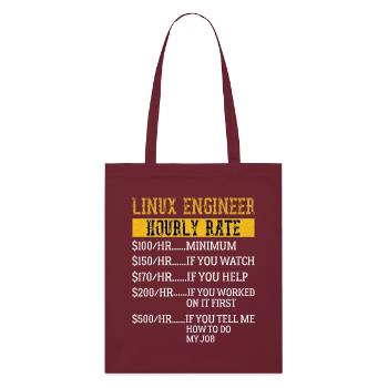 Ingénieur Linux Taux horaire Mécanique Taux de main-d’œuvre - Tote bag bio Stanley/Stella - bordeaux - Devant