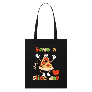 Pizza Comic, Wortspiel, Pun, Spruch für Pizza-Fans - Stanley/Stella Bio-Stoffbeutel - Schwarz - Vorne