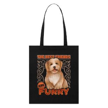 Bichon Chien havanais, aquarelle vintage, chien de race - Tote bag bio Stanley/Stella - noir - Devant
