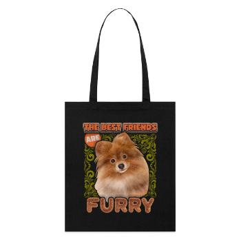 Pomeran, Spitz illustration vintage, chien disant - Tote bag bio Stanley/Stella - noir - Devant