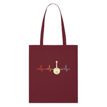 Banjo Heart Line - Stanley/Stella Organic Tote Bag - burgundy - Front