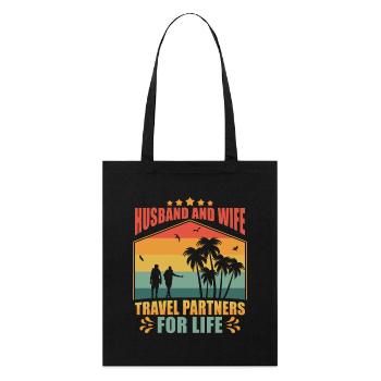 Partenaire de voyage Mari et femme Voyage - Tote bag bio Stanley/Stella - noir - Devant