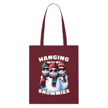 Hanging With My Snowmies Sunglasses Snowmen - Stanley/Stella Organic Tote Bag - burgundy - Front