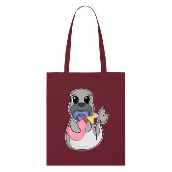 Motif bébé lion de mer - Tote bag bio Stanley/Stella - bordeaux - Devant