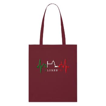 Florence Skyline Italy Heartbeat I Love Firenze - Stanley/Stella Organic Tote Bag - burgundy - Front
