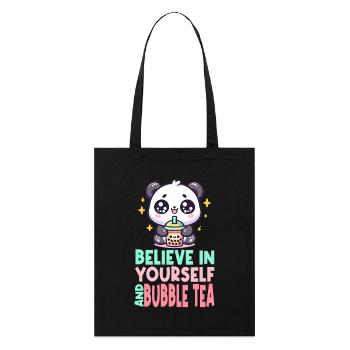 Kawaii Panda Bubble Tea Boba Drink Thé au lait Asiatique - Tote bag bio Stanley/Stella - noir - Devant