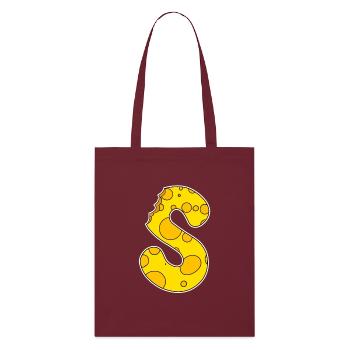 Buchstabe S - Anfangsbuchstabe S - Käse Motiv - Stanley/Stella Bio-Stoffbeutel - Burgunderrot - Vorne