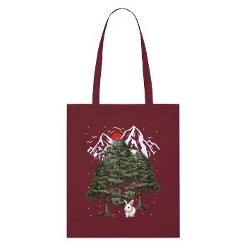 Alps, Bunny, Winter, Snowfall, Christmas, Rabbit - Stanley/Stella Organic Tote Bag - burgundy - Front