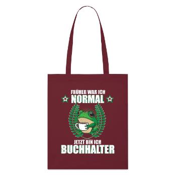 Lustiges Buchhalter Spruch Frosch Kaffee - Stanley/Stella Bio-Stoffbeutel - Burgunderrot - Vorne
