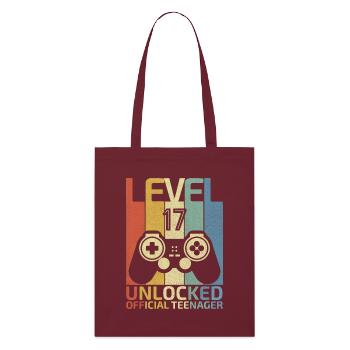 Level 17 Freigeschalteter offizieller Teenager - Stanley/Stella Bio-Stoffbeutel - Burgunderrot - Vorne