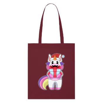 Unicorn Christmas Package - Stanley/Stella Organic Tote Bag - burgundy - Front