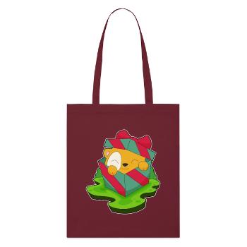 Hamster Christmas Package - Stanley/Stella Organic Tote Bag - burgundy - Front