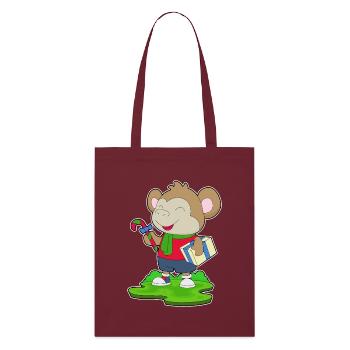 Monkey Christmas Package - Stanley/Stella Organic Tote Bag - burgundy - Front