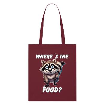 Where's The Food? Cute Raccoon Funny Cartoon Tee - Stanley/Stella Organic Tote Bag - burgundy - Front