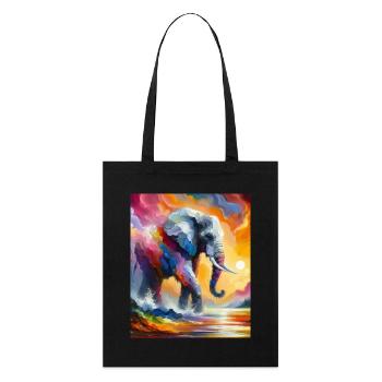 Éléphant vibrant Splash Coloré Lever de soleil Fantaisie - Tote bag bio Stanley/Stella - noir - Devant