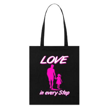 Love in Every Step Father Daughter Pink Silhouette - Stanley/Stella Organic Tote Bag - black - Front