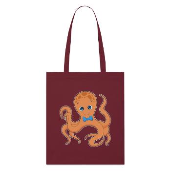 Octopus Bow Tie - Stanley/Stella Organic Tote Bag - burgundy - Front