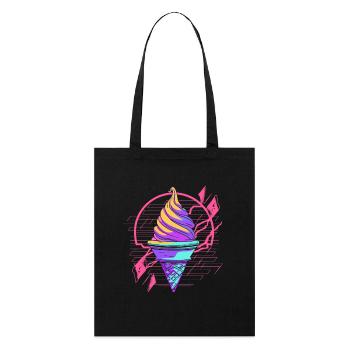 Cornet de crème glacée Synthwave - Tote bag bio Stanley/Stella - noir - Devant