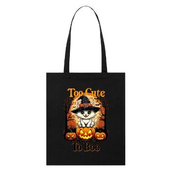 Too Cute to Boo - Halloween Katze auf Kürbissen - Stanley/Stella Bio-Stoffbeutel - Schwarz - Vorne