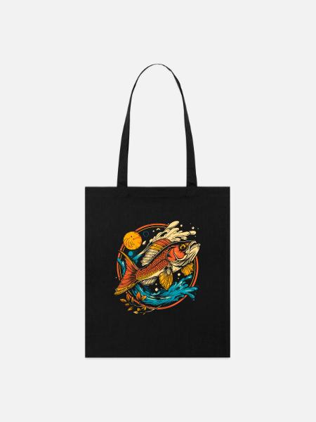 Fish Illustration - Stanley/Stella Organic Tote Bag - black