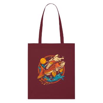 Fish Illustration - Stanley/Stella Organic Tote Bag - burgundy - Front