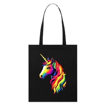 Licorne coloré arc-en-ciel chevaux chevauchant licornes - Tote bag bio Stanley/Stella - noir - Devant