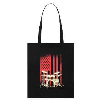 Drapeau américain avec silhouette de tambours - Tote bag bio Stanley/Stella - noir - Devant