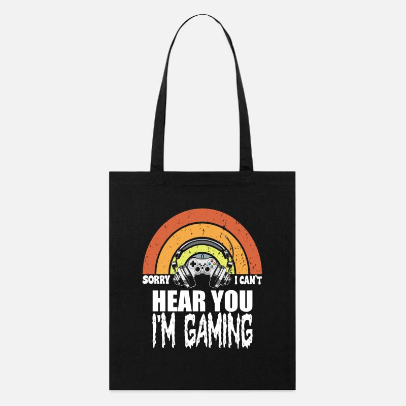 Sorry I Can't Hear You I'm Gaming Funny Design - Stanley/Stella Bio-Stoffbeutel - Schwarz