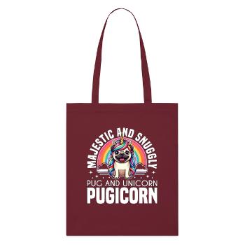 MAJESTUEUX ET CÂLIN - CARLIN ET LICORNE - PUGICORN - Tote bag bio Stanley/Stella - bordeaux - Devant