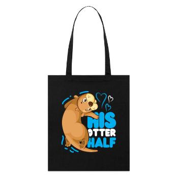 Otter Couple Pun Valentines Day - Stanley/Stella Organic Tote Bag - black - Front