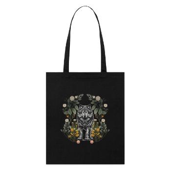 Nature Wolf Wolves She-Wolf Flowers Fairy Tale Children - Stanley/Stella Organic Tote Bag - black - Front