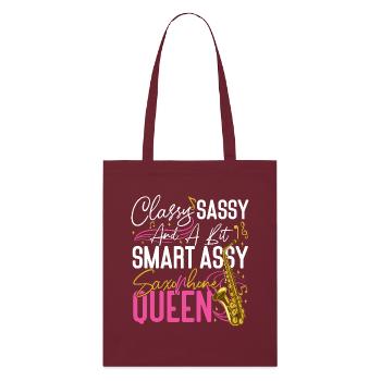 Saxophone Classy Sassy And A Bit - Stanley/Stella Bio-Stoffbeutel - Burgunderrot - Vorne